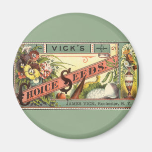 Vintage Seed Packet Label Art, Vick's Choice Seeds Magnet