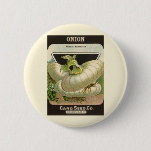 Vintage Seed Packet Label Art White Bermuda Onions 6 Cm Round Badge