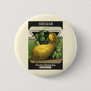 Vintage Seed Packet Label Art Yellow Summer Squash 6 Cm Round Badge