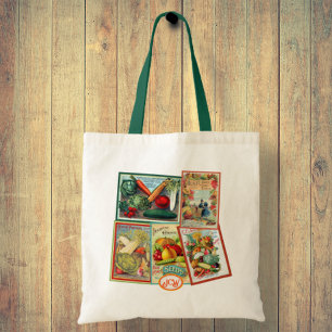 Vintage Seed Packet Monogram Tote Bag