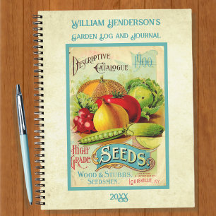Vintage Seed Packet Personalised Garden Notebook