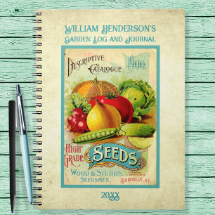 Vintage Seed Packet Personalised Garden Notebook