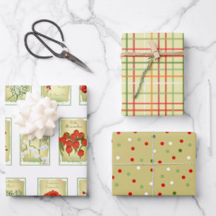 Vintage Seed Packs and Assorted Wrapping Paper Sheet