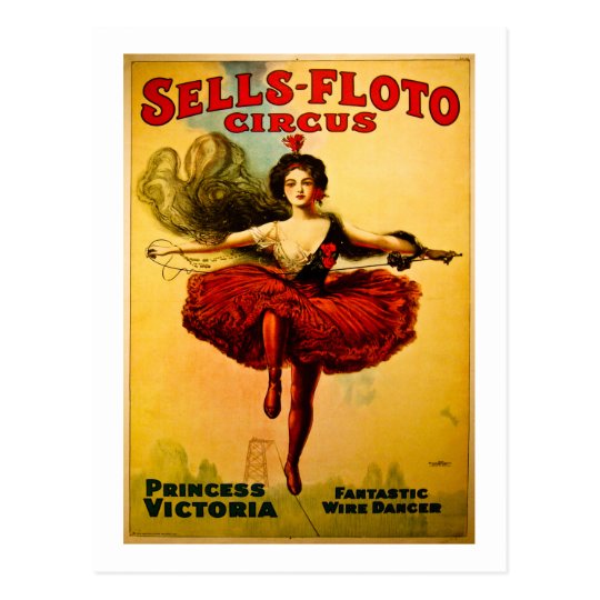 Vintage Sells-Floto Circus Poster Wire Walker Postcard