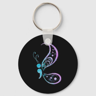 Vintage Semicolon Butterfly Semi-colon Tattoo Ment Key Ring