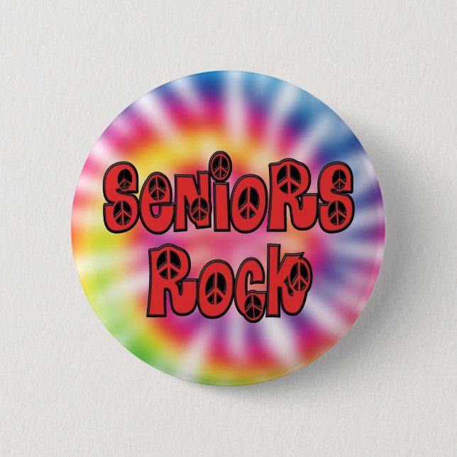 Vintage Seniors Rock Tie Dye Button (Front)