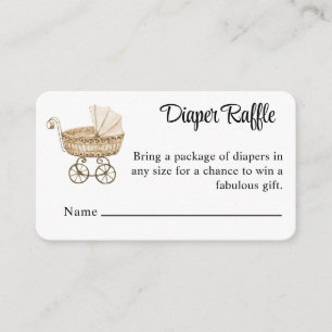 Vintage Sepia Baby Buggy Diaper Raffle Enclosure Card