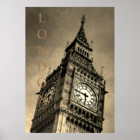 Vintage Sepia Big Ben Art Photography