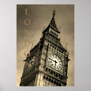 Vintage Sepia Big Ben Art Photography Poster