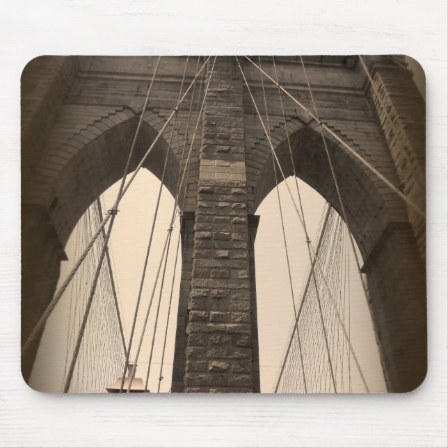 Vintage Sepia Brooklyn Bridge Mouse Pad (Front)