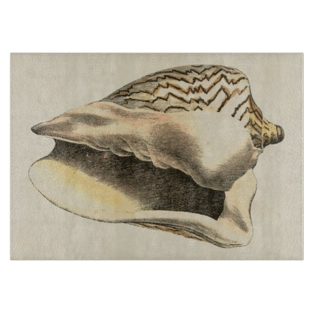 Vintage Sepia Conch Shell Cutting Board (Front)