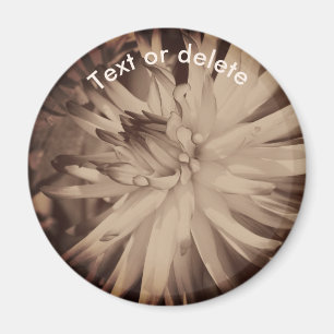 Vintage Sepia Dahlia Flower Personalised Magnet