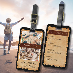 Vintage Sepia Distressed Adventure Travel Luggage Tag
