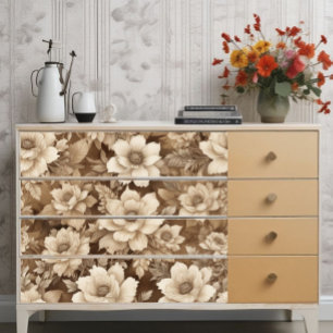 Vintage Sepia Floral Elegance Decoupage Print Tissue Paper