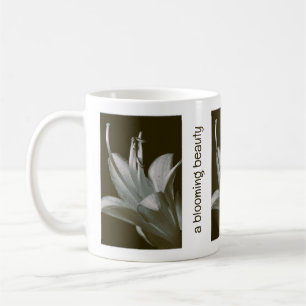 Vintage Sepia Hosta Flower Photograph Greyish Teal Coffee Mug