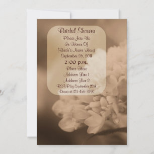Vintage Sepia Hydrangea Flower Bridal Shower  Invitation