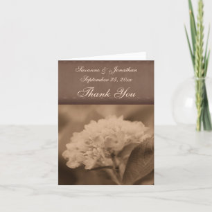Vintage Sepia Hydrangea Personalised Wedding  Thank You Card