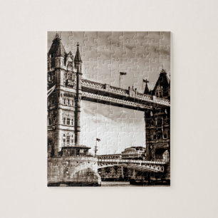 Vintage Sepia London Tower Bridge Jigsaw Puzzle