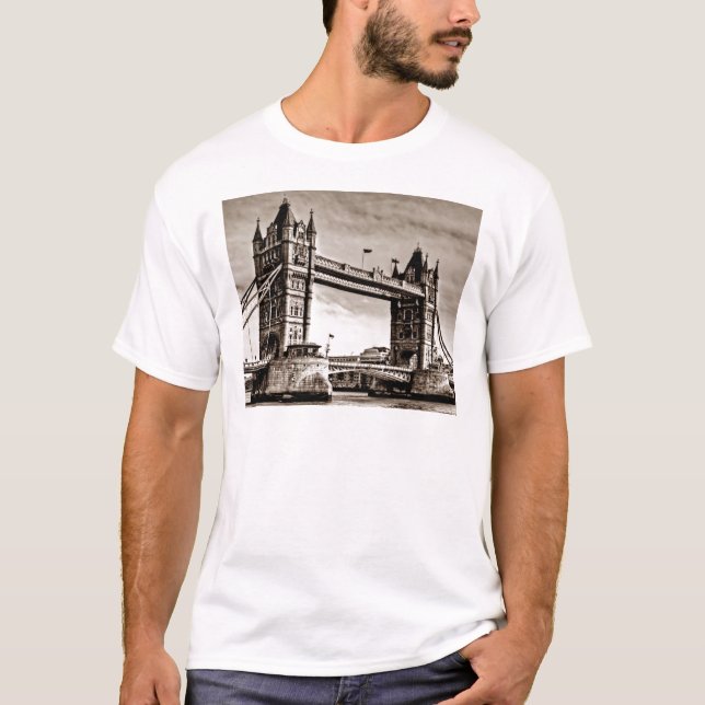 Vintage Sepia London Tower Bridge T-Shirt (Front)