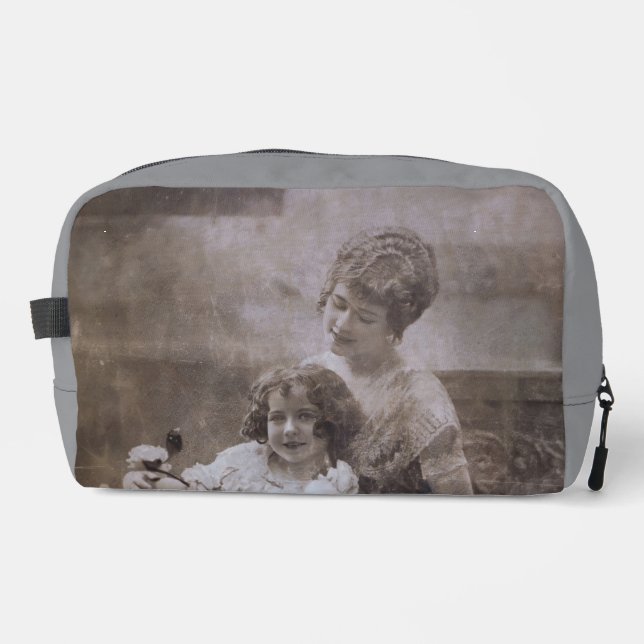 Vintage Sepia Mother & Child Portrait  Dopp Kit (Front)