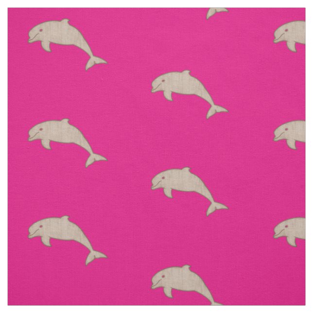 Vintage sepia on pink dolphins fabric (Swatch)