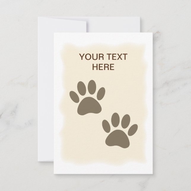 Vintage Sepia Puppy Paw Prints Card (Front)