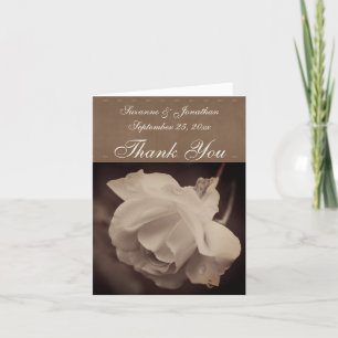 Vintage Sepia Rose Personalised Floral Wedding  Thank You Card
