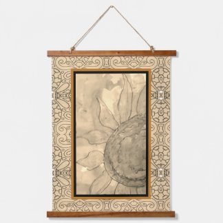 Vintage Sepia Sunflower Hanging Tapestry