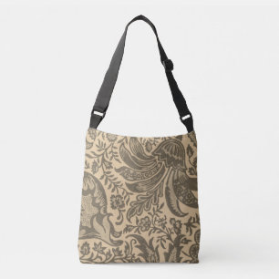 Vintage Sepia Tan Floral Botanical Crossbody Bag