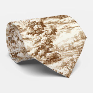 Vintage Sepia Thanksgiving Pumpkin Toile Pattern Tie