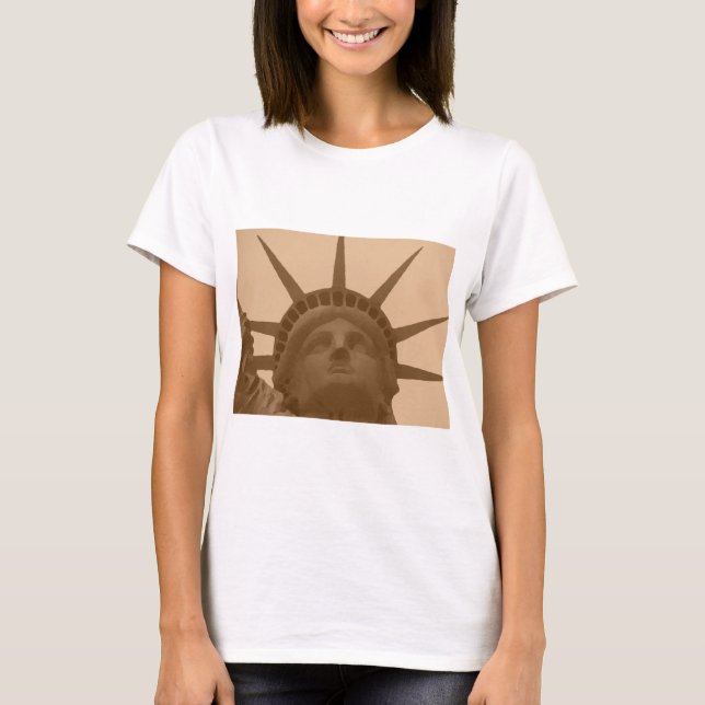 Vintage Sepia Tone Statue of Liberty T-Shirt (Front)