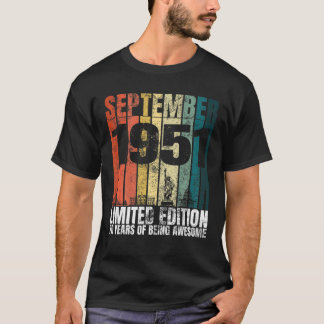 Vintage September 1951 Bday Graphic 70 Years 70Th T-Shirt