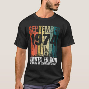 Vintage September 1974 Bday Graphic 47 Years 47Th T-Shirt