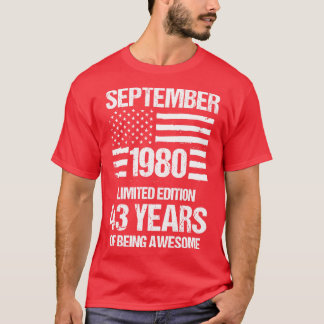 Vintage September 1980 Limited Edition 43 Years Of T-Shirt