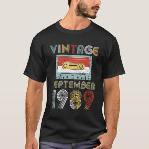 Vintage September 1989 Birthday Cassette Tape T-Shirt