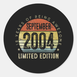 Vintage September 2004 Birthday Gift Classic Round Sticker