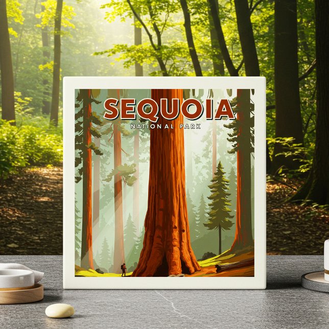 Vintage Sequoia National Park Ceramic Tile (Creator Uploaded)