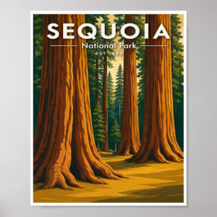 Vintage Sequoia National Park Travel Poster