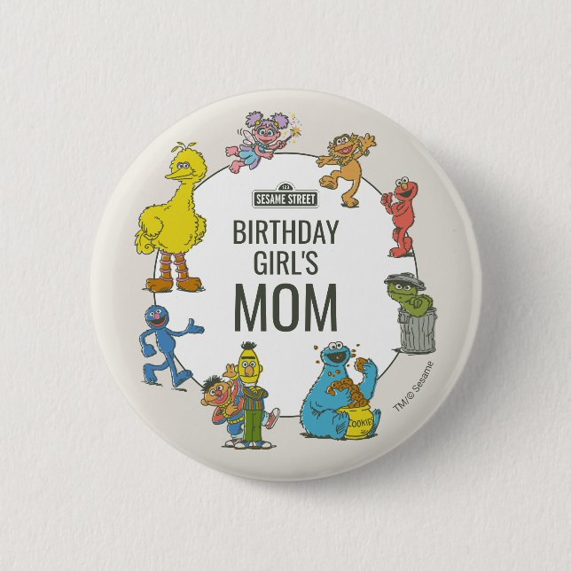 Vintage Sesame Street Characters Birthday 6 Cm Round Badge (Front)