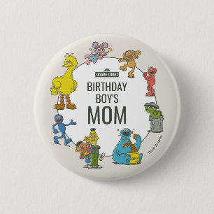 Vintage Sesame Street Characters Birthday Button