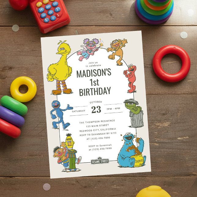 Vintage Sesame Street Characters Birthday Invitation (Creator Uploaded)