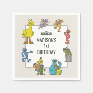 Vintage Sesame Street Characters Birthday Napkin