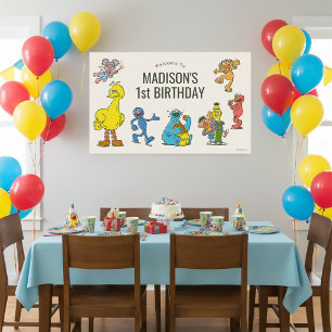 Vintage Sesame Street Characters Birthday Poster