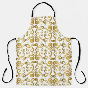 Vintage set of hand-painted vintage baroque orname apron