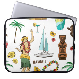  Vintage set pattern of Hawaiian icons and symbols Laptop Sleeve