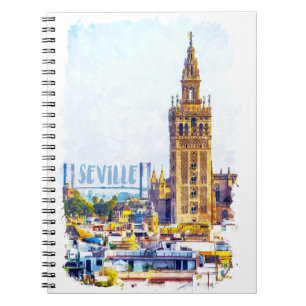 Vintage Seville Spain Cathedral City View Notebook
