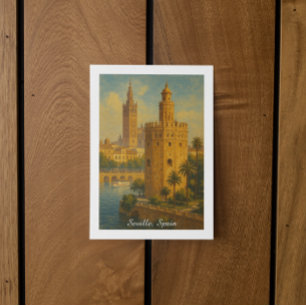 Vintage Seville Spain Travel Giralda & Torre Oro Postcard