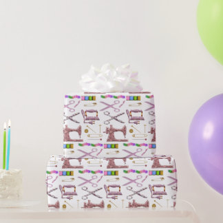 Vintage Sewing Accessories for Seamstress Tailor Wrapping Paper