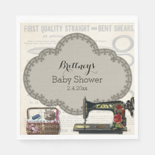 Vintage Sewing Baby Shower Napkin