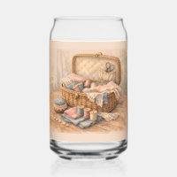 Vintage Sewing Basket Cottagecore Pastel